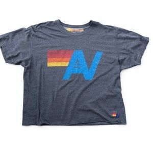 Aviator Nation Retro Logo Graphic Cropped Tee Super Soft Size L